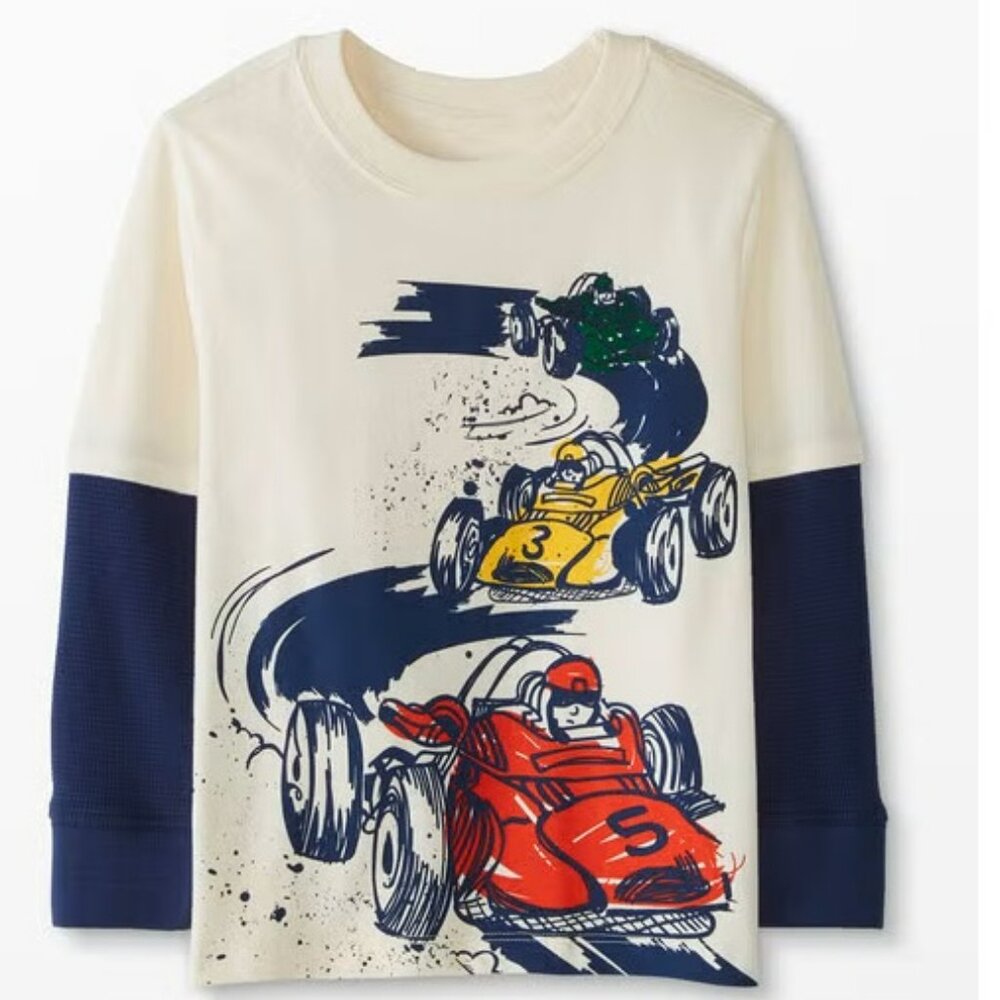 HANNA ANDERSSON Long Sleeve Faux Layer Graphic Tee Top - 140 (10) (PRE-LOVED)
